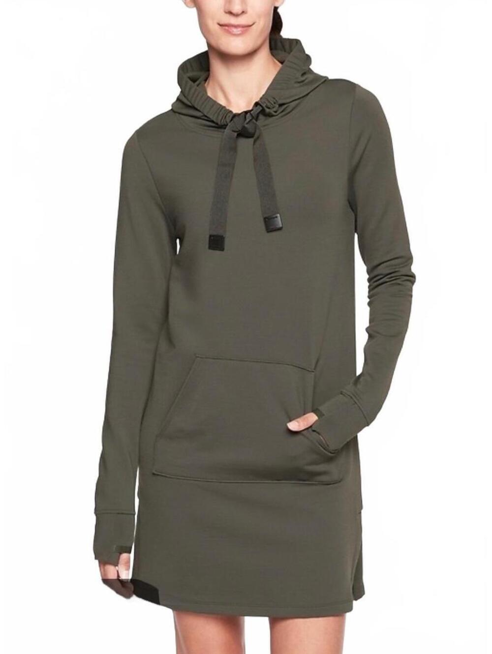 NWOT Athleta Surrey Hills Sweatshirt Dress in Arbor Olive size M